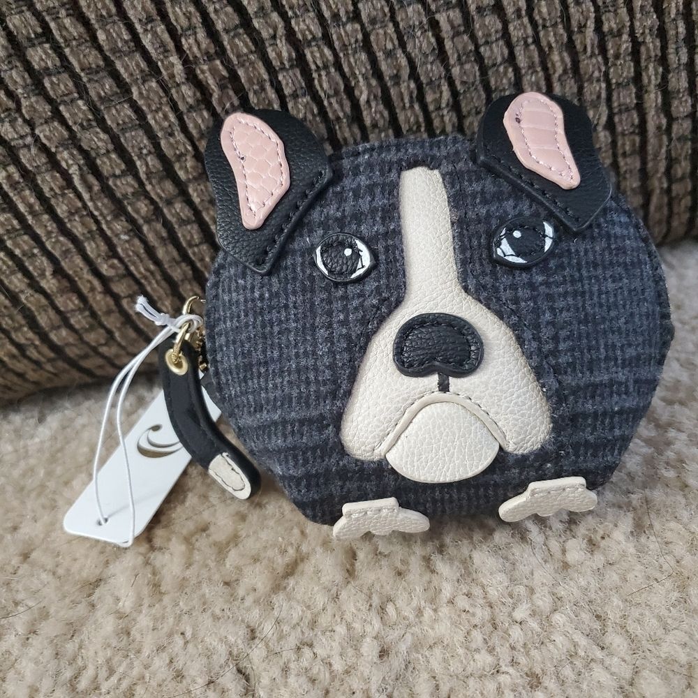 Black and gray puppy dog change purse coin purse